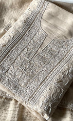 Load image into Gallery viewer, Women's Lakhnavi Handcrafted Munga Silk Chikankari Kurta And Dupatta Set- HONC0283182