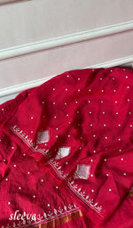 Load image into Gallery viewer, Jazba Women's Lakhnavi Handcrafted Mul Chanderi Unstitched Kurta And Dupatta Set - HONC0356296