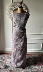 将图像加载到图库查看器中, Disha Women's Lakhnavi Handcrafted Organza Chikankari Unstitched Kurti Fabric - HONC0332145