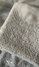 将图像加载到图库查看器中, Women's Lakhnavi Handcrafted Organza Chikankari Unstitched Kurta And Dupatta Set- HONC0249868