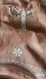 Load image into Gallery viewer, Haaniya Women's Lakhnavi Handcrafted Mul Chanderi Unstitched Kurta And Dupatta Set - HONC0260579