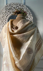 将图像加载到图库查看器中, Women's Lakhnavi Handcrafted Tussar Silk Chikankari Saree - HONC0313446