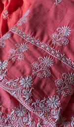 Load image into Gallery viewer, ‹› Women's Lucknowi Handcrafted Kota Cotton Chikankari Unstitched Kurta And Dupatta Set - HONC0340092