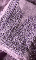 Load image into Gallery viewer, Women's Lucknowi Handcrafted Chanderi Silk Chikankari Full Suit Material - HONC0290031