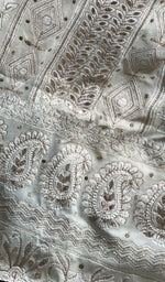 将图像加载到图库查看器中, Saima Women's Lakhnavi Handcrafted Pure Silk Georgette Chikankari  Kurti Fabric - HONC0229270