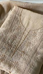 Load image into Gallery viewer, Women's Lakhnavi Handcrafted Mul Chanderi Unstitched Chikankari Full Suit Material - HONC0345053