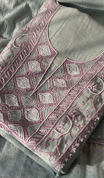 将图像加载到图库查看器中, Women's Lakhnavi Handcrafted Mul Chanderi Unstitched Kurta And Dupatta Set - HONC0287727