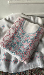 Load image into Gallery viewer, Fatima Women's Lakhnavi Handcrafted Mul Chanderi Unstitched Kurta And Dupatta Set - HONC0344580