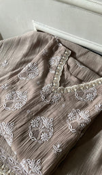 Load image into Gallery viewer, Women's Lakhnavi Handcrafted Mul Chanderi Semi - Stitched Kurta And Dupatta Set - HONC0374243
