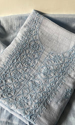 Load image into Gallery viewer, Women's Lakhnavi Handcrafted Mul Chanderi Unstitched Chikankari Full Suit Material - HONC0319533