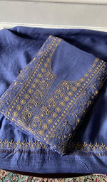 Load image into Gallery viewer, Women's Lakhnavi Handcrafted Unstitched Munga Silk Chikankari Kurta And Dupatta Set- HONC0357039