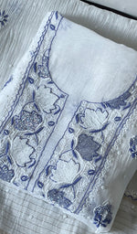 将图像加载到图库查看器中, Tasbiya Women's Lakhnavi Handcrafted Mul Chanderi Unstitched Kurta And Dupatta Set - HONC0282546