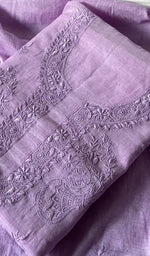 Load image into Gallery viewer, Women's Lakhnavi Handcrafted Mul Chanderi Unstitched Chikankari Full Suit Material - HONC0326124