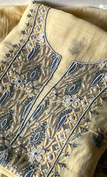 将图像加载到图库查看器中, Women's Lakhnavi Handcrafted Mul Chanderi Unstitched Chikankari Full Suit Material - HONC0323589