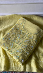 Load image into Gallery viewer, Women's Lakhnavi Handcrafted Mul Chanderi Unstitched Kurta And Dupatta Set - HONC0344343