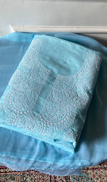 Load image into Gallery viewer, Women's Lakhnavi Handcrafted Cotton Unstitched Chikankari Suit Material - HONC0360776