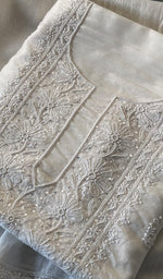 将图像加载到图库查看器中, Women's Lakhnavi Handcrafted Mul Chanderi Unstitched Kurta And Dupatta Set - HONC0270482