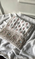 Load image into Gallery viewer, Women's Lucknowi Handcrafted Viscose Georgette Semi - Stitched Chikankari Kurta and Dupatta Set- HONC0328908