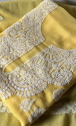 将图像加载到图库查看器中, Laila Women's Lucknowi Handcrafted Faux-Georgette Unstitched Chikankari Suit Material - HONC0330375
