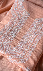 Load image into Gallery viewer, Alishba Women's Lucknowi Handcrafted Kota Cotton Chikankari Unstitched Kurta And Dupatta Set - HONC0312647