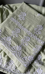 Load image into Gallery viewer, Alishba Women's Lucknowi Handcrafted Kota Cotton Chikankari Unstitched Kurta And Dupatta Set - HONC0312634