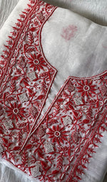 将图像加载到图库查看器中, Women's Lakhnavi Handcrafted Mul Chanderi Unstitched Kurta And Dupatta Set - HONC0273255