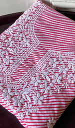 将图像加载到图库查看器中, Women's Lakhnavi Handcrafted Cotton Chikankari Unstitched Kurti Fabric - HONC0364282
