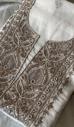 Load image into Gallery viewer, Women's Lakhnavi Handcrafted Mul Chanderi Unstitched Kurta And Dupatta Set - HONCO278134