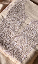 Load image into Gallery viewer, Baseema Women's Lucknowi Handcrafted Chanderi Silk Chikankari Full Suit Material - HONC0290039