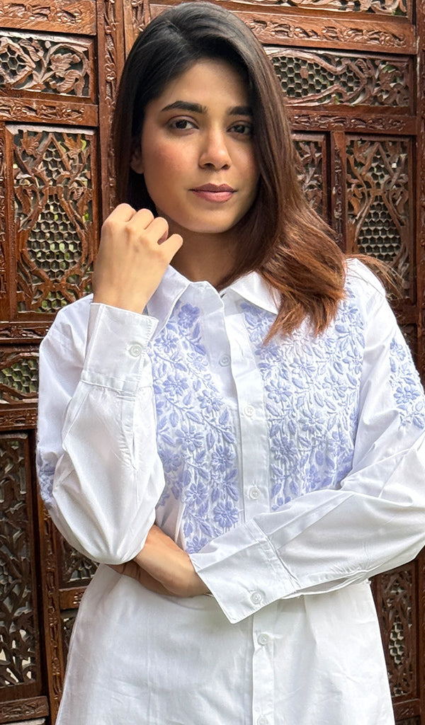 Women's Lakhnavi Handcrafted Cotton Chikankari Top And Palazzo Set - HONC0267510