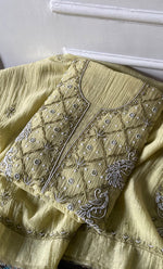 Load image into Gallery viewer, Women's Lakhnavi Handcrafted Mul Chanderi Unstitched Chikankari Full Suit Material - HONC0339575