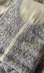 Load image into Gallery viewer, Women's Lakhnavi Handcrafted Mul Chanderi Unstitched Kurta And Dupatta Set - HONC0302257