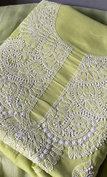 将图像加载到图库查看器中, Women's Lakhnavi Handcrafted Unstitched Cotton Chikankari Suit Material - HONC0264507