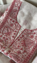 将图像加载到图库查看器中, Women's Lakhnavi Handcrafted Pure Organza Chikankari Unstitched Kurta And Dupatta Set- HONC0271903