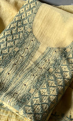 Load image into Gallery viewer, Women's Lakhnavi Handcrafted Mul Chanderi Unstitched Kurta And Dupatta Set- HONC0280879