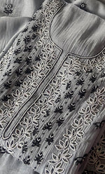 Load image into Gallery viewer, Saziya Women's Lakhnavi Handcrafted Mul Chanderi Semi - Stitched Kurta And Dupatta Set - HONC0339562