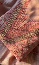 将图像加载到图库查看器中, Mehr Women's Lakhnavi Handcrafted Maheshwari Mul Chanderi Unstitched Kurta And Dupatta Set - HONC0294447