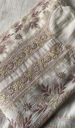 Load image into Gallery viewer, Women's Lakhnavi Handcrafted Mul Chanderi Semi - stitched Kurta And Dupatta Set- HONC0314870