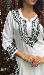 Load image into Gallery viewer, Women's Lucknowi Handcrafted Modal Cotton Chikankari Kurti - HONC0272594