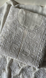 Load image into Gallery viewer, Women's Lakhnavi Handcrafted Pure Silk Georgette Chikankari Kurta And Dupatta Set- HONC0249930
