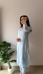 Load image into Gallery viewer, Women's Lakhnavi Handcrafted Modal Cotton Chikankari Kurti And Plazzo Set - HONC0371328