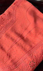 Load image into Gallery viewer, Women's Lakhnavi Handcrafted Viscose Georgette Chikankari Kurti Fabric - NC047100