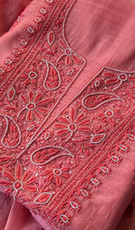 将图像加载到图库查看器中, Women's Lakhnavi Handcrafted Mul Chanderi Chikankari Full Suit Material - HONC0260957
