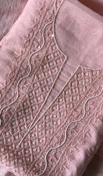 Load image into Gallery viewer, Women's Lakhnavi Handcrafted Mul Chanderi Chikankari Full Suit Material - HONC0271171