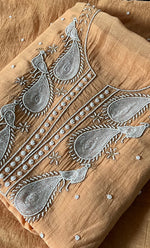 Load image into Gallery viewer, Mor Women's Lakhnavi Handcrafted Mul Chanderi Unstitched Kurta And Dupatta Set- HONC0330296