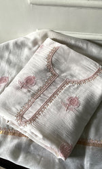 Load image into Gallery viewer, Women's Lakhnavi Handcrafted Chanderi Silk Unstitched Kurta And Dupatta Set - HONC0321968