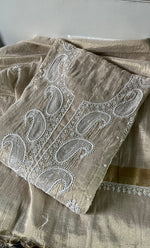 将图像加载到图库查看器中, Women's Lakhnavi Handcrafted Tissue Chanderi Semi-Stitched Anarkali And Dupatta Set - HONC0331743