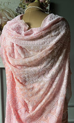 Load image into Gallery viewer, Women's Lakhnavi Handcrafted Pure Silk Georgette Chikankari Saree - HONC0285571