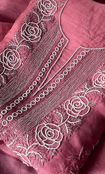 Load image into Gallery viewer, Women's Lakhnavi Handcrafted Pure Organza Chikankari Unstitched Kurta And Dupatta Set- HONC0314168