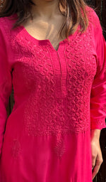 Load image into Gallery viewer, Women's Lucknowi Handcrafted Modal Cotton Chikankari Kurti - HONC0232223